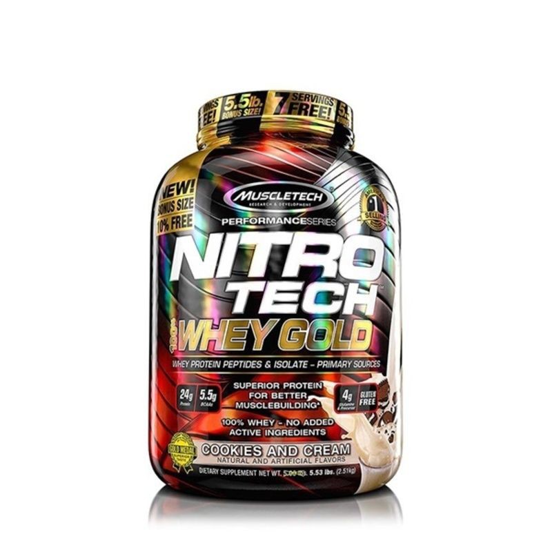 MUSCLETECH NITRO TECH WHEY GOLD 5.03 LBS COOKIES & CREAM
