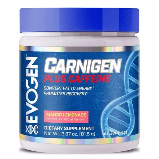 [817189025409] EVOGEN CARNIGEN PLUS CAFFEINE MANGO LEMONADE	80 GRS