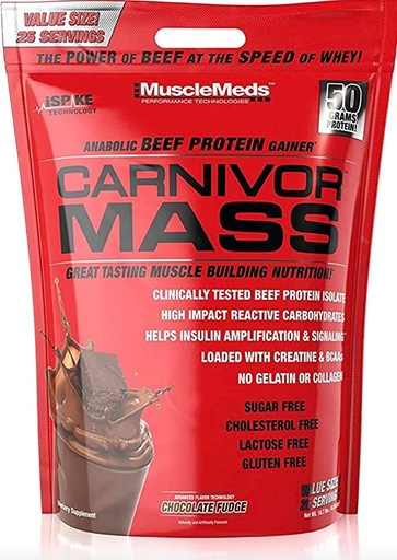 [891597003679] MUSCLEMEDS CARNIVOR MASS 10 LB (BOLSA) CHOCOLATE FUDGE