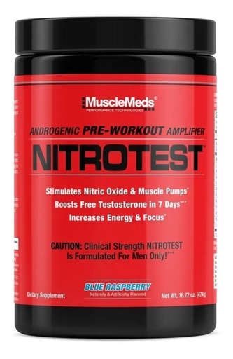 [891597005833] MUSCLEMEDS NITROTEST 30 SERV BLUE RASPBERRY