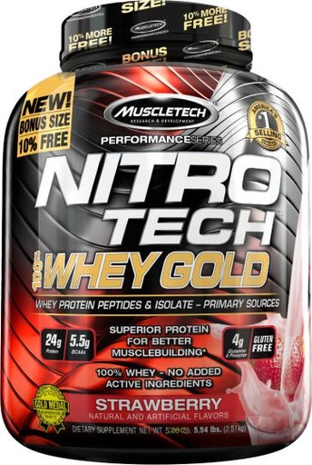 [631656710502] MUSCLETECH NITRO TECH WHEY GOLD 5.03 LBS STRAWBERRY SHORTCAKE