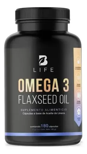 [X002WA7UBT] B LIFE Omega 3 Flaxseed-oil | Omega 3 Aceite de Linaza 180 Caps | 1000 mg
